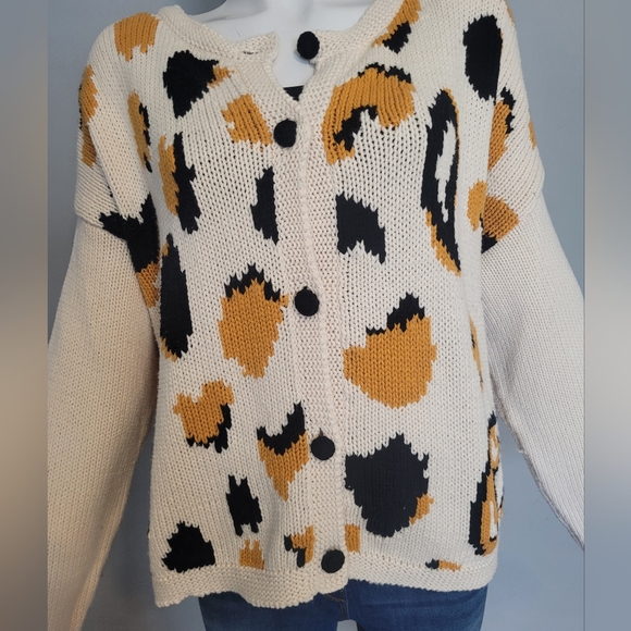 Insight Leopard Print Oversized Cardigan, VGUC, Size 4 (FITS BIG) - Picture 2 of 8